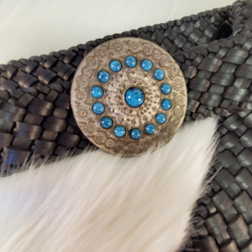 Trendy brown leather belt with beautiful buckle